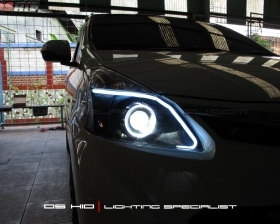 DS Projector Bixenon + DS HID 6000K + Angel Eyes + LED Strip + Black Housing 