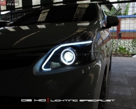 DS Projector Bixenon + DS HID 6000K + Angel Eyes + LED Strip + Black Housing 